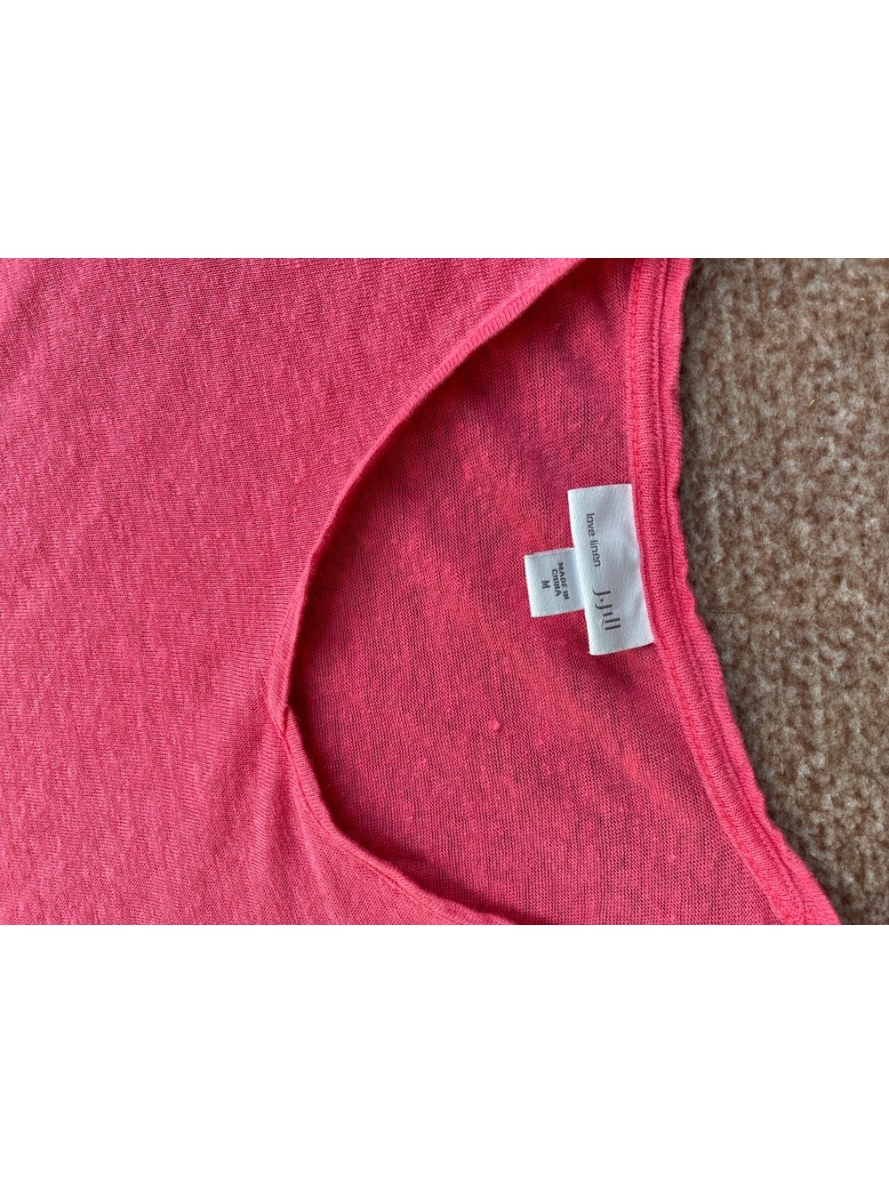 J. Jill love linen short sleeve pink open slit linen tee - Picture 2 of 5